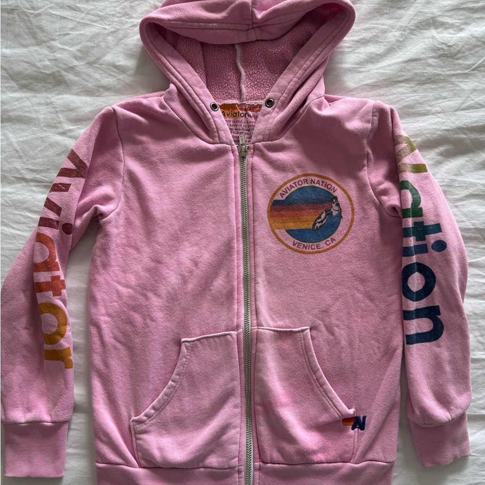 Vintage Aviator Nation Pink Hoodie Sweatshirt 8 Kids / Girls